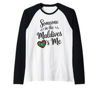 Someone in The Maldives Loves Me Romantic Love Heart Raglan Baseball Tee