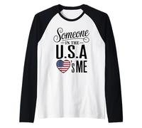 Someone in The U S A Loves Me Heart Flag Raglan Baseball Tee