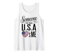 Someone in The U S A Loves Me Heart Flag Tank Top