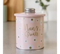 Someone Special Nan's Treats Biscuit Tin, Pink with Daisy and Gold Dot Design