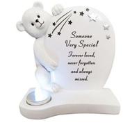 Someone Special Teddy Plaque with Silver Candle Graveside Child Baby Memorial Ornament Tribute