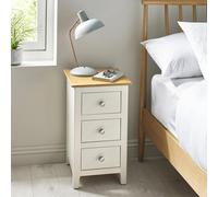 Somerset Compact Bedside Table - 3 Drawer - White and Oak