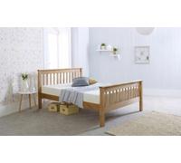 Rest Relax Summer Waxed Pine Wooden Bed Frame in Beige | Size: Double Rest Relax Beige Double