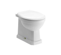 Somerton White Boxed Rim Back To Wall Toilet Pan With Brass Effect Fittings & Soft Close Seat