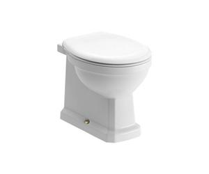 Somerton White Boxed Rim Back To Wall Toilet Pan With Brass Effect Fittings & Soft Close Seat