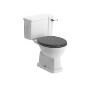 * Somerton White Boxed Rim Open Back Toilet Set With Grey Ash Soft Close Seat & Close Coupled Cistern