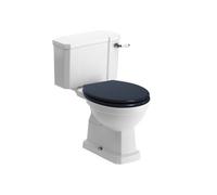 * Somerton White Boxed Rim Open Back Toilet Set With Indigo Ash Soft Close Seat & Close Coupled Cistern