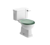 * Somerton White Boxed Rim Open Back Toilet Set With Sage Green Soft Close Seat & Close Coupled Cistern