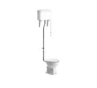 * Somerton White Boxed Rim Open Back Toilet Set With Satin Soft Close Seat & High Level Cistern