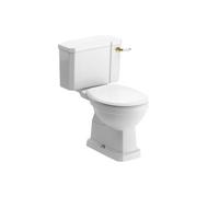 Somerton White Open Back Toilet Set With Soft Close Seat & Close Coupled Cistern - Brass Effect Lever