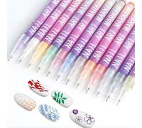 Somerway 12 Colors 3D Nail Art Pens Set, Nail Polish Pens, Graffiti Drawing Nail Polish Pens Set for Women Girls Valentine's Day Easter DIY Quick Dry Paint Pens Kit with 0.5mm Precision Tips