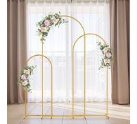 Somerway 3 Pcs Arch Backdrop Stand, Wedding Arch, Balloon Arch Backdrop, Wedding Arch Frame, Metal Garden Arch, 4Ft 5Ft 6Ft Square Arched Frame Set for Wedding, Baby Shower (Golden)