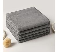 Somerway Microfibre Cleaning Cloth Wipes Multipurpose Reusable Dish Cloths Super Soft Quick Dry Cleaning Towels Rags for Housekeeping Kitchen Car Motorbike Windows (Grey, 30x30cm)