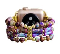 Somesame Boho Beaded Bracelets Watch Bands for Women Compatible with Apple Watch Band 38mm 40mm 41mm 42mm(S10) Purple Jasper Stone Elastic Stretch Handmade Strap for iWatch Series 10 9 8 7 6 5 4 3 SE