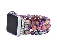 Somesame Boho Beaded Bracelets Watch Bands for Women Compatible with Apple Watch Band 45mm 44mm 42mm 46mm 49mm Natural Purple Emperor Elastic Stretch Strap for iWatch Ultra SE Series 10 9 8 7 6 5 4 3