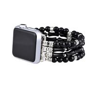 Somesame Boho Beaded Bracelets Watch Bands for Women Compatible with Apple Watch Band 45mm 44mm 42mm 46mm 49mm Black Agate Elastic Stretch Handmade Strap for iWatch Ultra SE Series 10 9 8 7 6 5 4 3 2