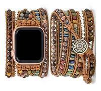 Somesame Compatible with Apple Watch Strap 45mm 44mm 42mm Boho Beads Multilayer 5 Wrap Rainbow Handmade Braided Rope Watch Strap for Men Women Bracelets for iWatch SE Series 7 6 5 4 3 2 Brown