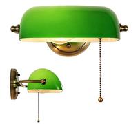 somesino Traditional Banker Wall Lamp Green Banker Lamp Retro Reading Lamp with Pull-Wire Switch Adjustable Lampshade, Hotel Room Lamp-Antique Lamp-Metal Bedside Lamp