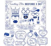 Something Blue Before I Do Photo Booth Props with Frame, 24pcs Something Blue Before I Do Bridal Shower Decorations, Bridal Shower Decorations, Bachelorette Photo Booth
