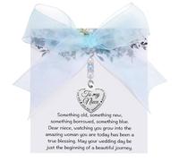 Something Blue Bridal Bouquet Charm,Elegant Bridal Shower Gift from Mom Sister or Friend, Christian Wedding Gift, Pin Easily Attaches to Bouquet Garter or Dress, Blue Bride Card Set, ONE SIZE, Glass
