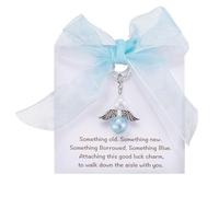 Something Blue Bridal Bouquet Charm,Elegant Bridal Shower Gift from Mom Sister or Friend, Christian Wedding Gift, Pin Easily Attaches to Bouquet Garter or Dress, Blue Bride Card Set, ONE SIZE, Glass