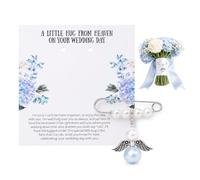 Something Blue Bridal Bouquet Charm, Memorial Guardian Angel Wedding Pin | beautiful something blue tradition, memorial keepsake for lost loved ones, guardian angel charm for bouquet
