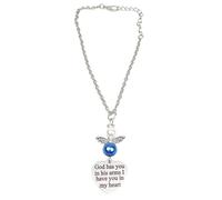 Something Blue Bride Car Rear View Mirror Charm Guardian Angel with Heart Pendant Cute Car Decor for Women Men Memorial & Wedding Keepsake