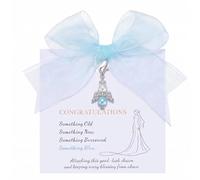 Something Blue for Bride - Bridal Bouquet Angel Charm Gift with Keepsake Card & Ribbon, Wedding Day Keepsake for Women, Gift from Mum/Maid of Honour/Best Friend
