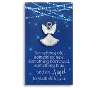 Something Blue for Bride on Wedding Day - Angel for the Bride Pin with Blue Swarovski Stone - Bridal Bouquet Charm - Wedding Shower Gift, L, Resin, crystal