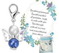 Something Blue for Bride to Be on Wedding Gifts, Angel Bridal Wing Bouquet Charm Gift Card from Mom Dad Grandma Sister Friends Keepsake Bridal Shower Something Blue
