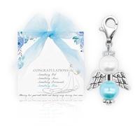 Something Blue for The Bride, Blue Pearl Angel for The Bride, Crystal Pearl Wings Charm, Elegant Bridal Jewelry Gift, Angel Wedding Gift, Bouquet Accessories