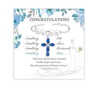 Something Blue for the Bride, Bride Gift, Blue Cross Charm Brooch with Wedding Card, Christian Wedding Bouquet Charm for Bouquet, Dress, Bride and Groom