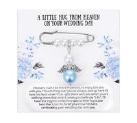 Something Blue for the Bride Guardian Angel Gifts Wedding Bouquet Charm, Bride to Be Gifts, Bridal Shower Gift from Mom or Dad, Hug from Heaven Wedding Keepsake Gift (B)