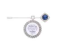 Something Blue Gift for Bride Bouquet Charms for Wedding Memory, Bridal Shower Gifts from Mom,Rhinestone Artificial Sapphire Wedding Gifts Bouquet Dress Pin with Touching Saying