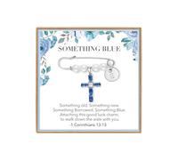 Something Blue Gift for Bride, Bride to Be Gift for Daughter, Initial Something Blue Keepsake Keychain Gifts for Daughter in Law from Mom, Wedding Gifts Bouquet Garter Charm Bridal Accessories (E1)