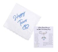Something Blue Gifts for Bride - 2 PCS Angel Wing Memorial Pin & Happy Tears Embroidered Handkerchief Keepsake, In Loving Memory Wedding Accessories, Bridal Shower Gift, Bride to Be Wedding Set