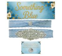 Something Blue Lace Garter - Rhinestone Pearl Set with Toss Garter - with Sixpence Coin Keepsake Liga Para La Boda