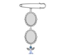 Something Blue Memorial Photo Charm Pin For Wedding Bouquet Boutonniere Angelic Wing Photo Charm Pin For Bride Groom Wedding Boutonniere Bouquet