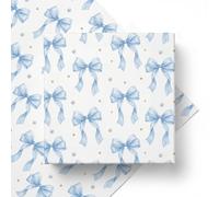 Something Blue Watercolor Bow Wedding Wrapping Paper, Thick 120GSM Folded Kraft Wrapping Paper Sheets, Coquette Pearl Gift Wrap for Bridal Shower & Engagement, Classic Elegant Romance