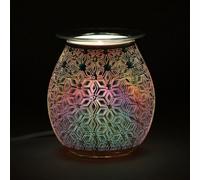 Multicolor Glass 3D Geometric Flower Light Up Electric Oil Burner - 14cm x 10cm (1 Pc.) - Striking Design & Unique Gift, Durable Material - Perfect for Home Decor