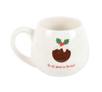 Something Different All Good In The Pud Rounded Christmas Mug in White Something Different White