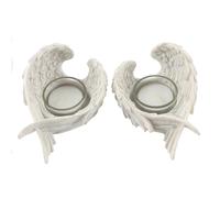 Something Different Angel Wings Tea Light Holder Pack of 2 in White Something Different White