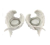 Something Different Angel Wings Tea Light Holder (Pack of 2)One Size White SD37