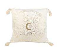Something Different Astrology Wheel Square Filled Cushion Off White/gold (35Cm X 35Cm)