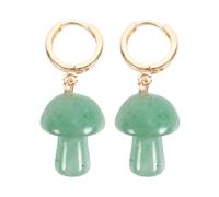 Something Different Aventurine Mushroom Hoop Earrings in Green Something Different Green One Size