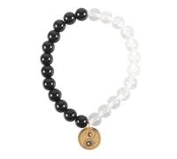 Something Different Beaded Yin Yang Bracelet (Pack of 24) (One Size) (Black/Clear/Gold)
