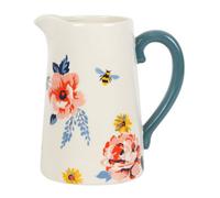 Something Different Bee-Utiful Floral Ceramic Flower Jug White/blue/yellow (17Cm X 12Cm X 16.5Cm)