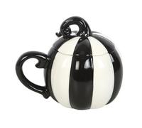 Something Different Black and White Striped Pumpkin Lidded Mug