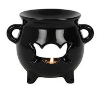 Something Different Black Triple Moon Cauldron Ceramic Oil Burner-10cm x 13cmx 10cm (1 Pc), 10cm x 13cm x 10cm