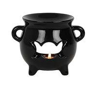 Something Different Black Triple Moon Cauldron Ceramic Oil Burner-10cm x 13cmx 10cm (1 Pc), 10cm x 13cm x 10cm
